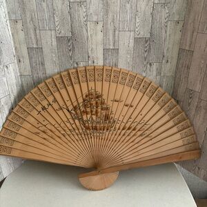 Wall hanging wood fan vintage -SETTING SAIL -